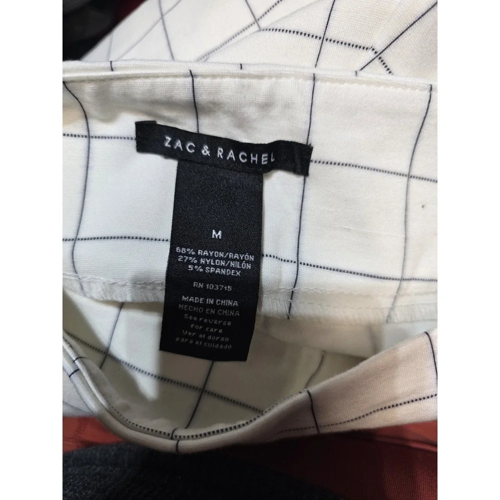 ZAC & RACHEL Women's Pants Checker Plaid Rayon Size‎ M White